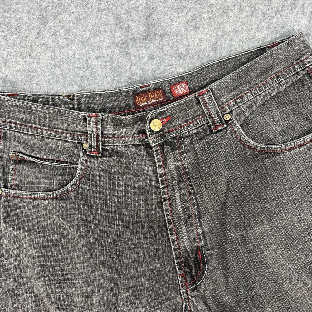 Risk‎ Jeans Co. Black Denim Shorts Mens 38 (measures 36) Y2K 90s Street Baggy